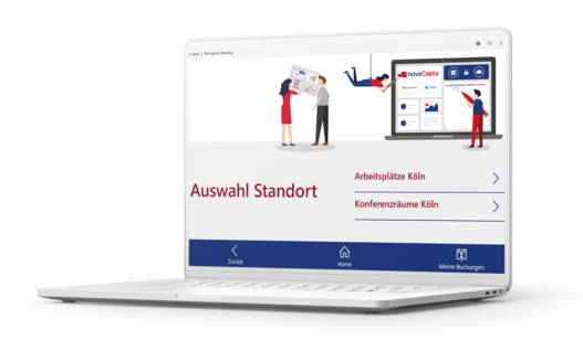 Workplace Booking App auf einem Laptop