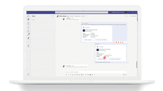 Screenshots Integration von Viva Sales in Microsoft Teams