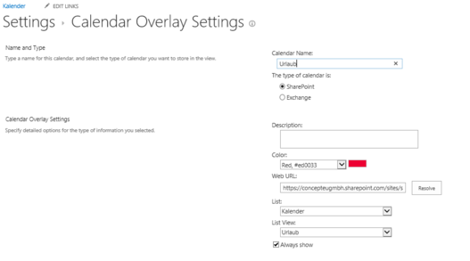 Screenshot Settings Calender Settings