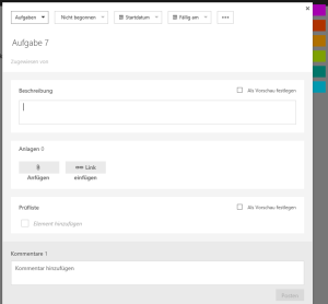 Screenshot einer Aufgabe im Mircosoft Planner