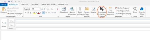 Screenshot geschütztes Freigeben von E-Mail-Anhängen in Outlook