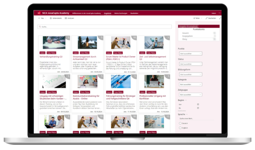 Mockup Screenshot novaCapta Academy basierend auf novaCapta Marketplace