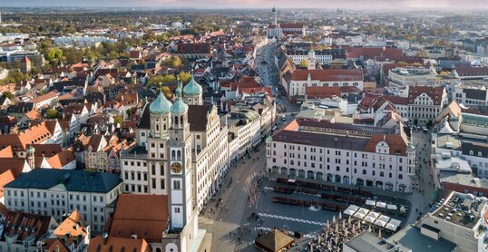 Panoramablick auf die Innenstadt von Augsburg