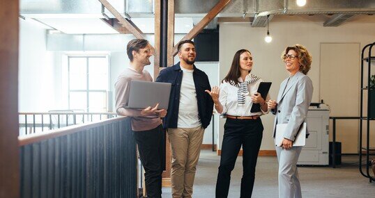 Professionals having a team meeting in an office