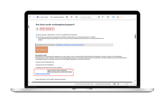 Mock-Up einer Phishing-Mail