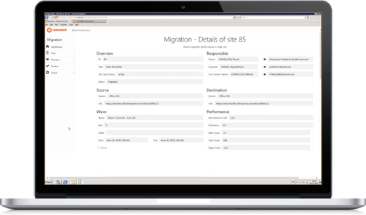 SharePoint Detailseite eines Migrationsplans