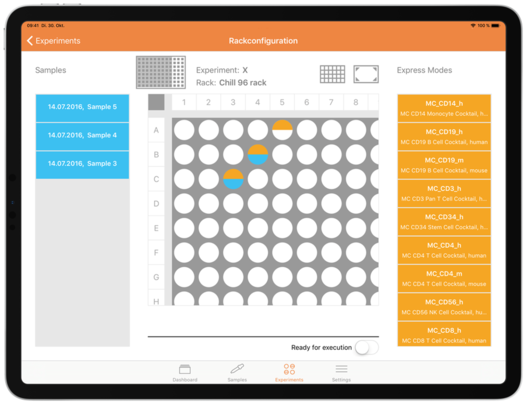 App zur Laborsteuerung auf einem mobile device bei Miltenyi